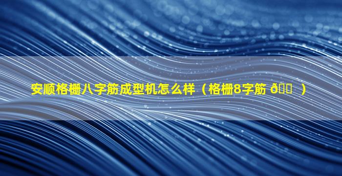 安顺格栅八字筋成型机怎么样（格栅8字筋 🐠 ）